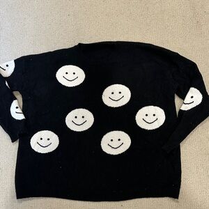 Dressed in LaLa Black and White Smiley Face Sweater small medium
